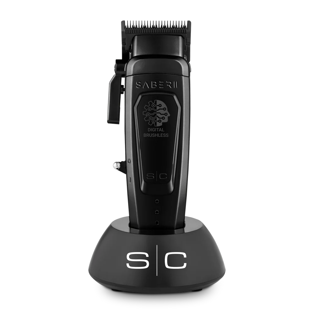 StyleCraft Saber 2.0 Cordless Modular Clipper w/ High-Torque Digital Brushless Motor - Black (SC617B)
