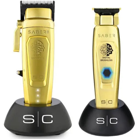 STYLECRAFT SABER 2.0 CORDLESS HIGH TORQUE CLIPPER + SABER TRIMMER - GOLD (COMBO)