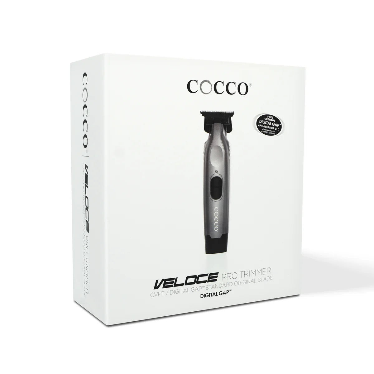 Cocco Veloce Pro Cordless Trimmer w/ Digital Gap Ambassador DLC Blade + Black Charging Stand (CVPT)