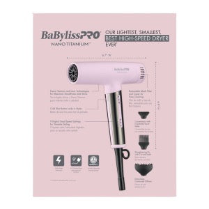 BABYLISSPRO NANO TITANIUM LIMITED EDITION PROFESSIONAL NANO LIGHT IONIC DRYER | PINK