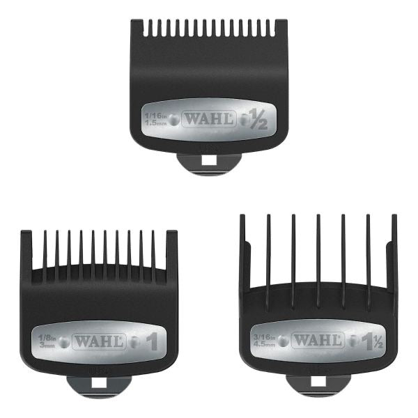 Wahl Premium Cutting Guide Combs with Metal Clip 3 Pcs Set [#1/2, #1, #1-1/2]