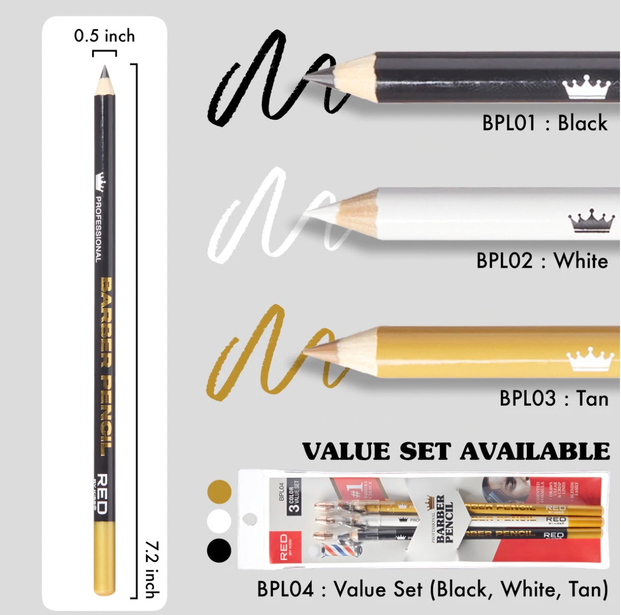 Professional Barber Pencil (3 Color Pack)