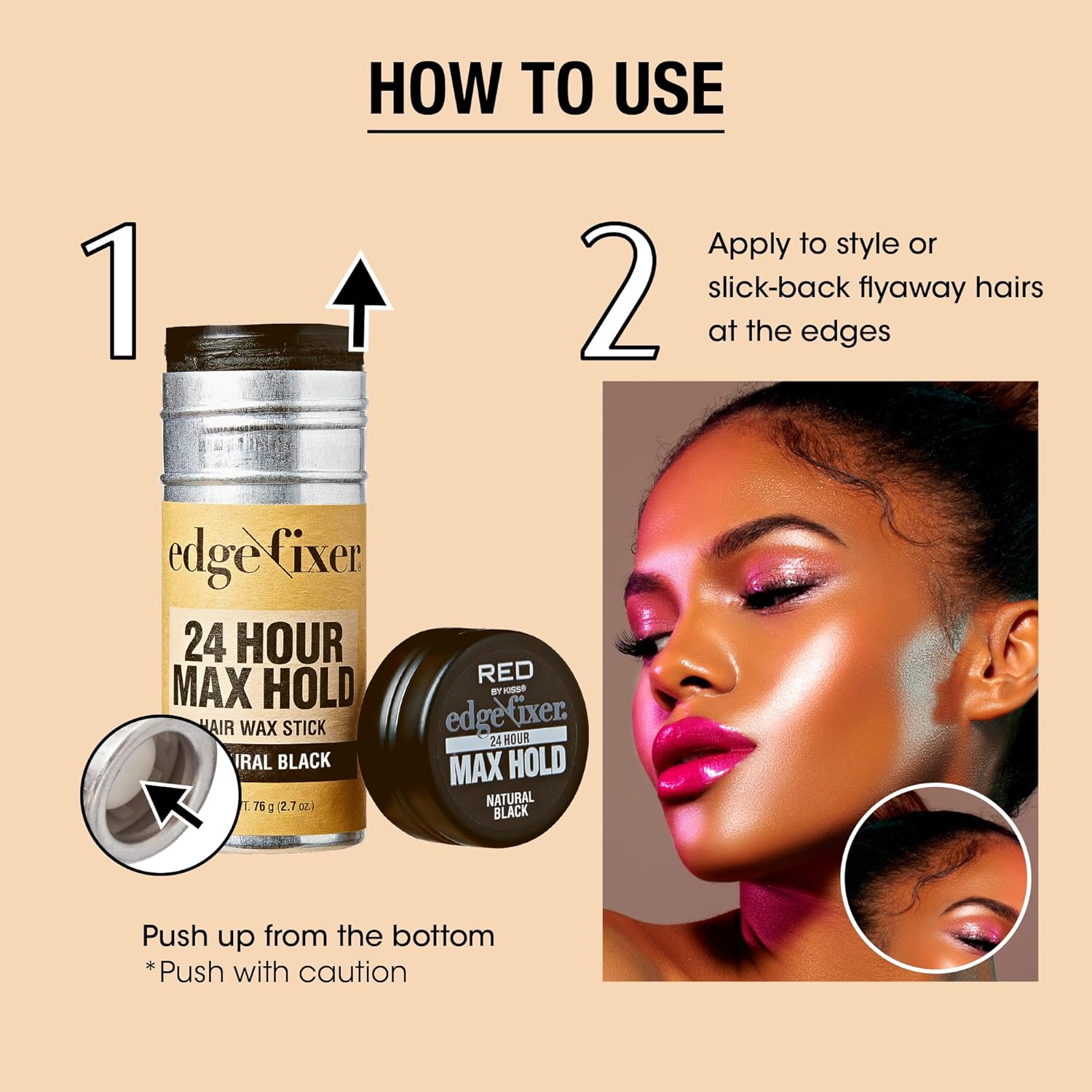 Red by Kiss Hair Wax Stick 24HR Max Hold Edge Fixer Edge Control Pomade Non-Sticky