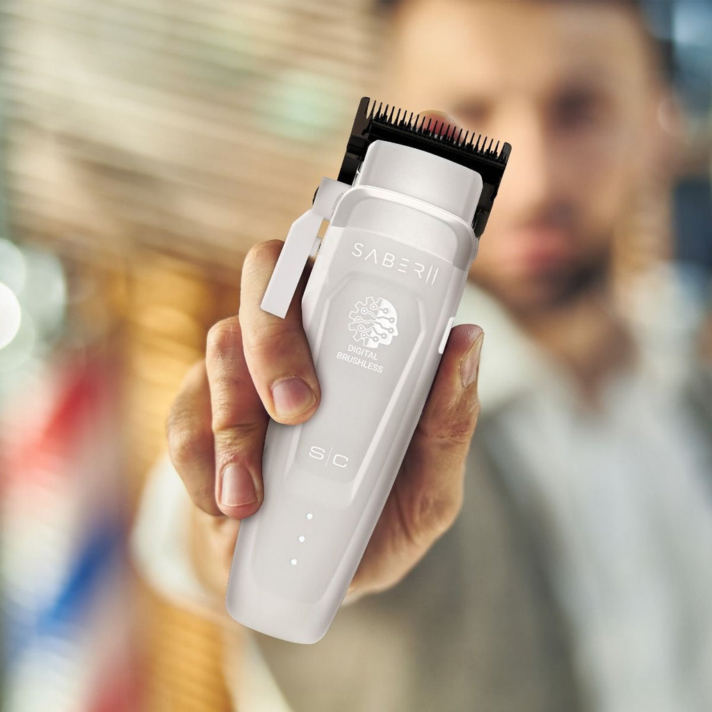 StyleCraft Limited Edition Saber II Cordless Digital Brushless Motor Clipper - White (SC619) [PRE-ORDER]
