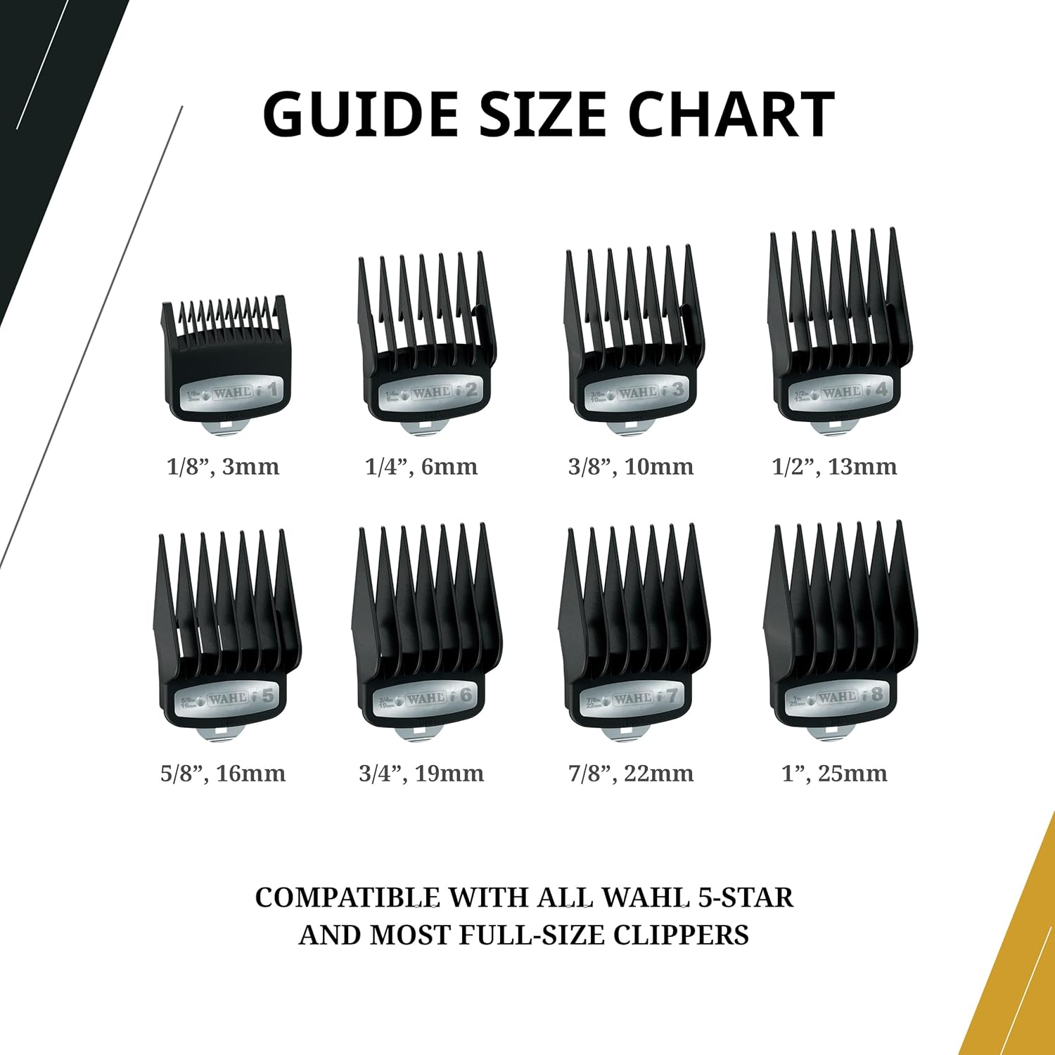 Wahl Premium Cutting Guides Guards 8 Pack