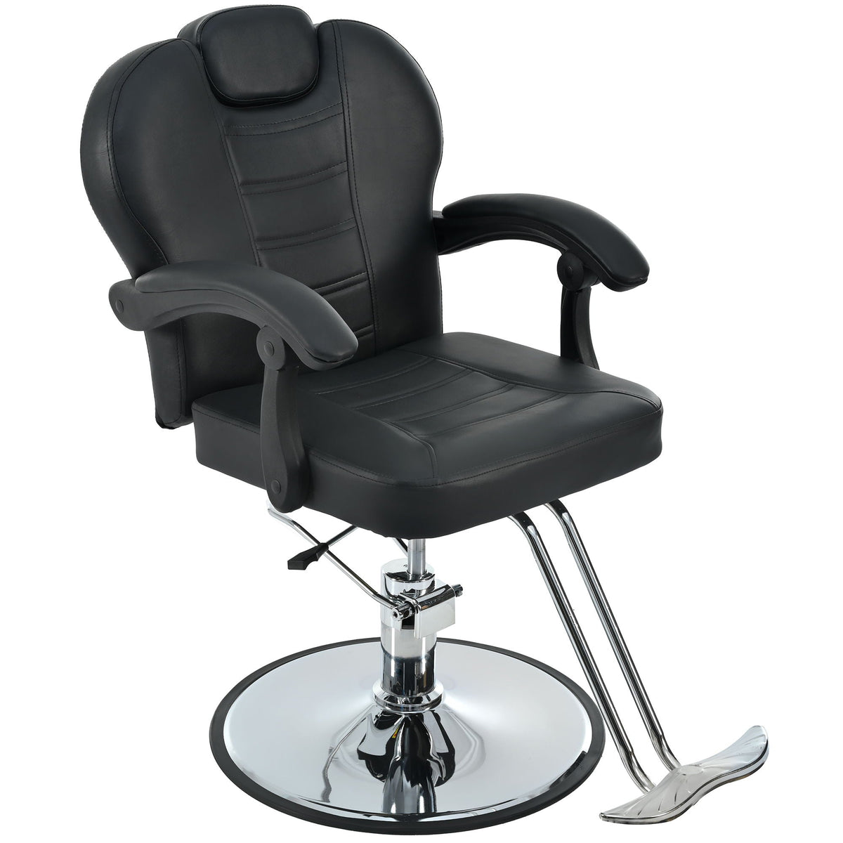 Classic Reclining Barber Chair with Hydraulic Pump - Red or Black