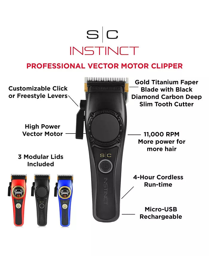 StyleCraft Instinct Cordless Hair Clipper w/ Vector Motor & Intuitive Torque Control (SC607M)