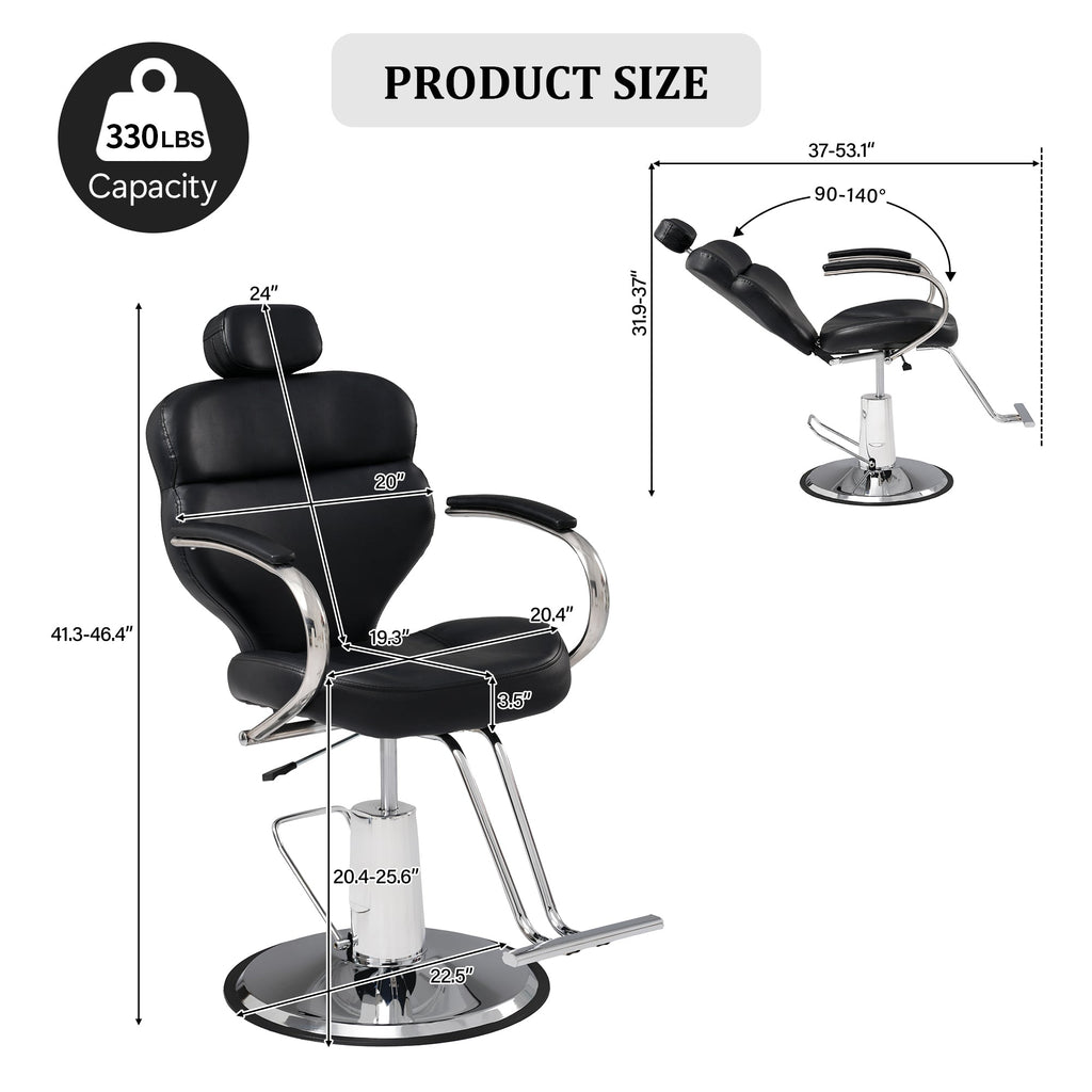 Premium Reclining barber Chair Salon Chair for Hair Stylist with Heavy Duty Hydraulic Pump, 360° Rotation, Tattoo Chair  Shampoo Beauty Salon Equipment,  Max Load Weight 330 Lbs