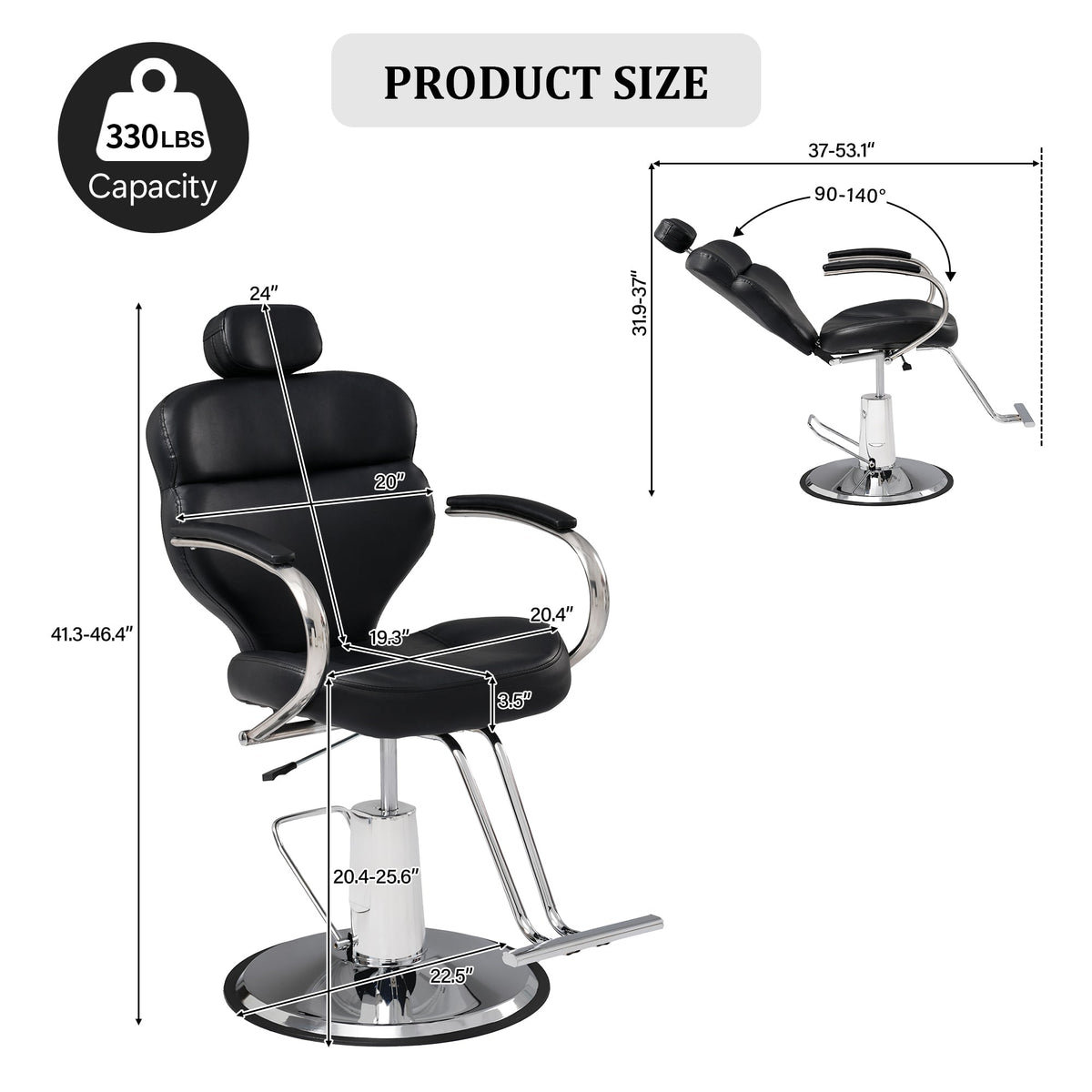 Premium Reclining barber Chair Salon Chair for Hair Stylist with Heavy Duty Hydraulic Pump, 360° Rotation, Tattoo Chair  Shampoo Beauty Salon Equipment,  Max Load Weight 330 Lbs