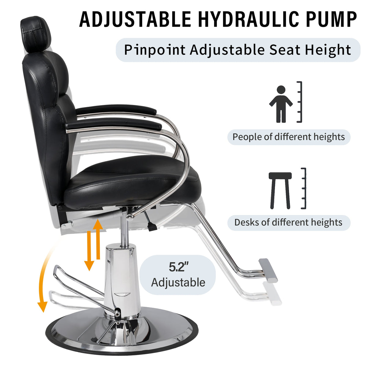 Premium Reclining barber Chair Salon Chair for Hair Stylist with Heavy Duty Hydraulic Pump, 360° Rotation, Tattoo Chair  Shampoo Beauty Salon Equipment,  Max Load Weight 330 Lbs
