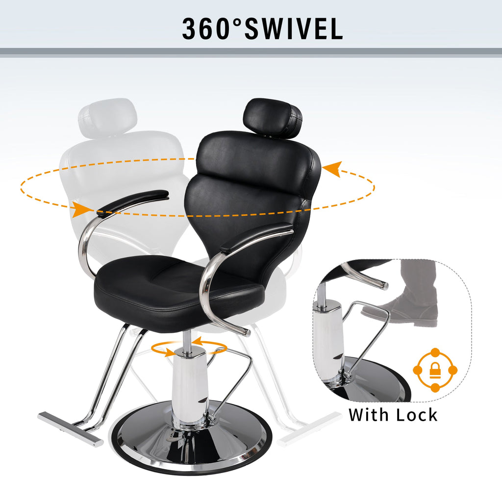 Premium Reclining barber Chair Salon Chair for Hair Stylist with Heavy Duty Hydraulic Pump, 360° Rotation, Tattoo Chair  Shampoo Beauty Salon Equipment,  Max Load Weight 330 Lbs
