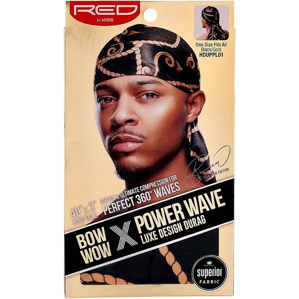 Kiss Power Wave Luxe Design Durag Black Gold