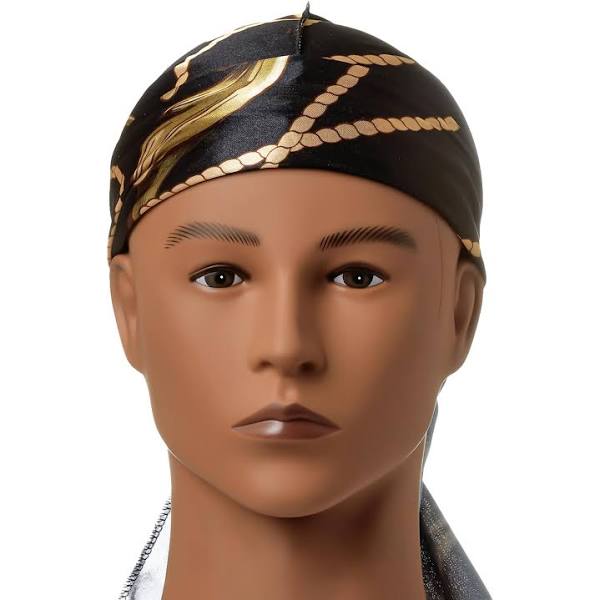 Kiss Power Wave Luxe Design Durag Black Gold